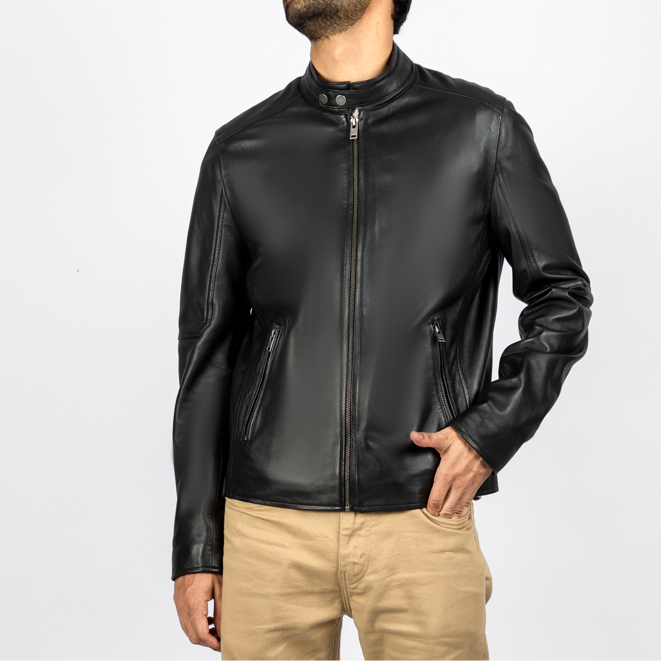 Kai Leather Moto Jacket in Black