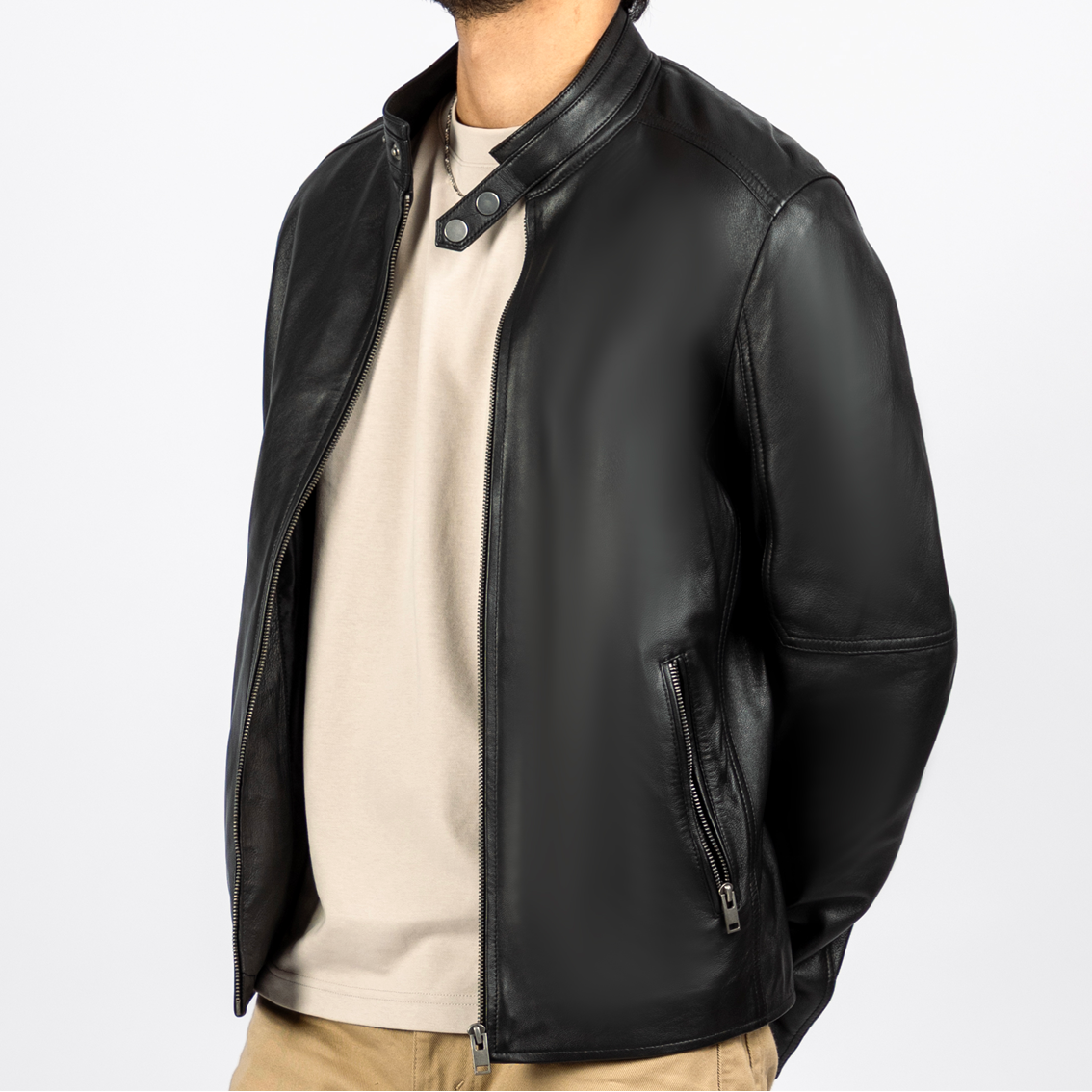 Kai Leather Moto Jacket in Black