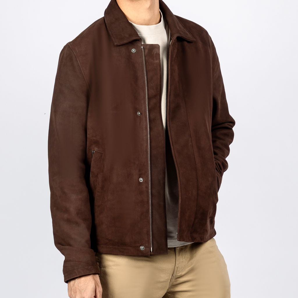 Ashford Classic Suede Leather Jacket in Brown