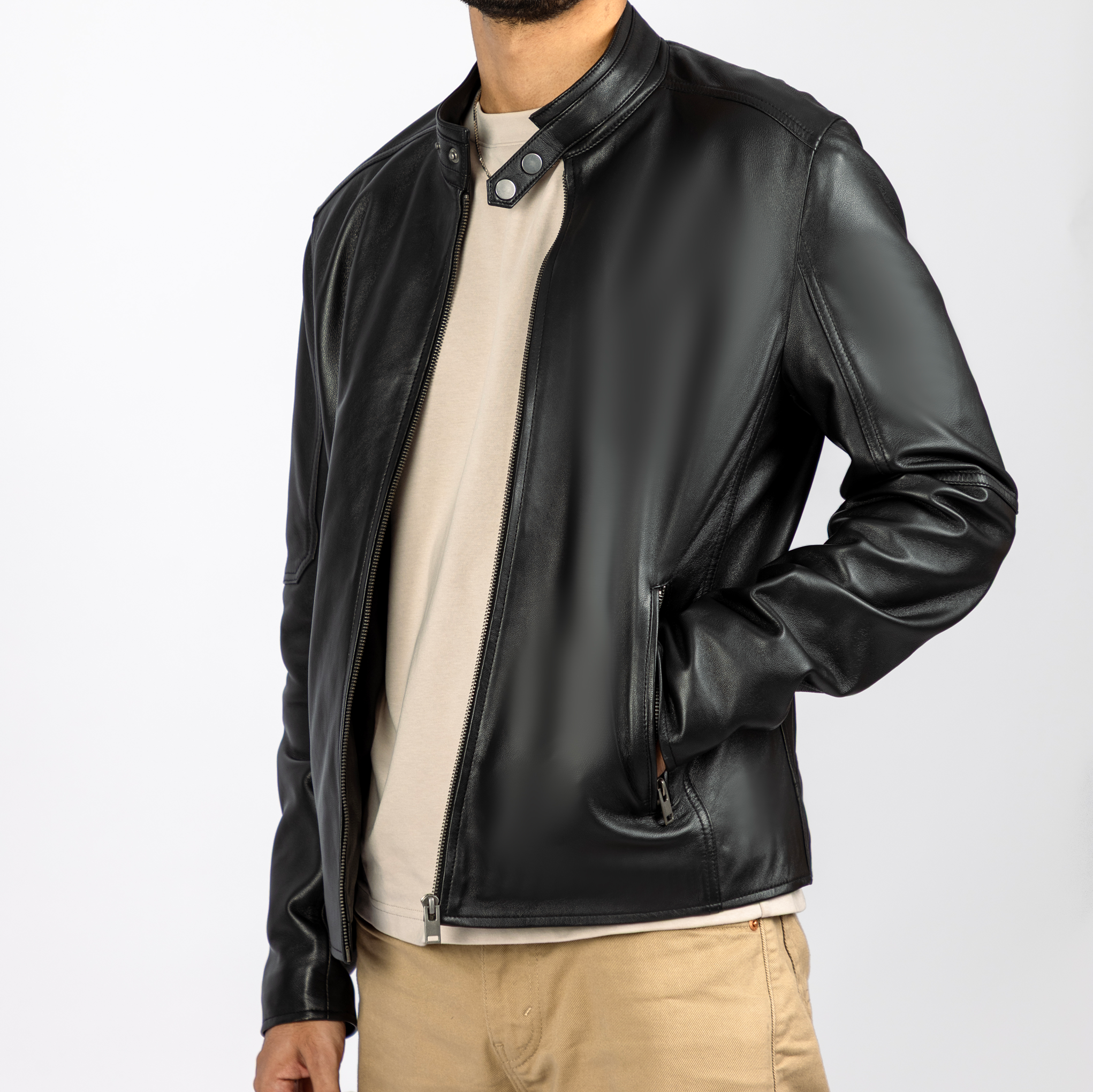 Kai Leather Moto Jacket in Black