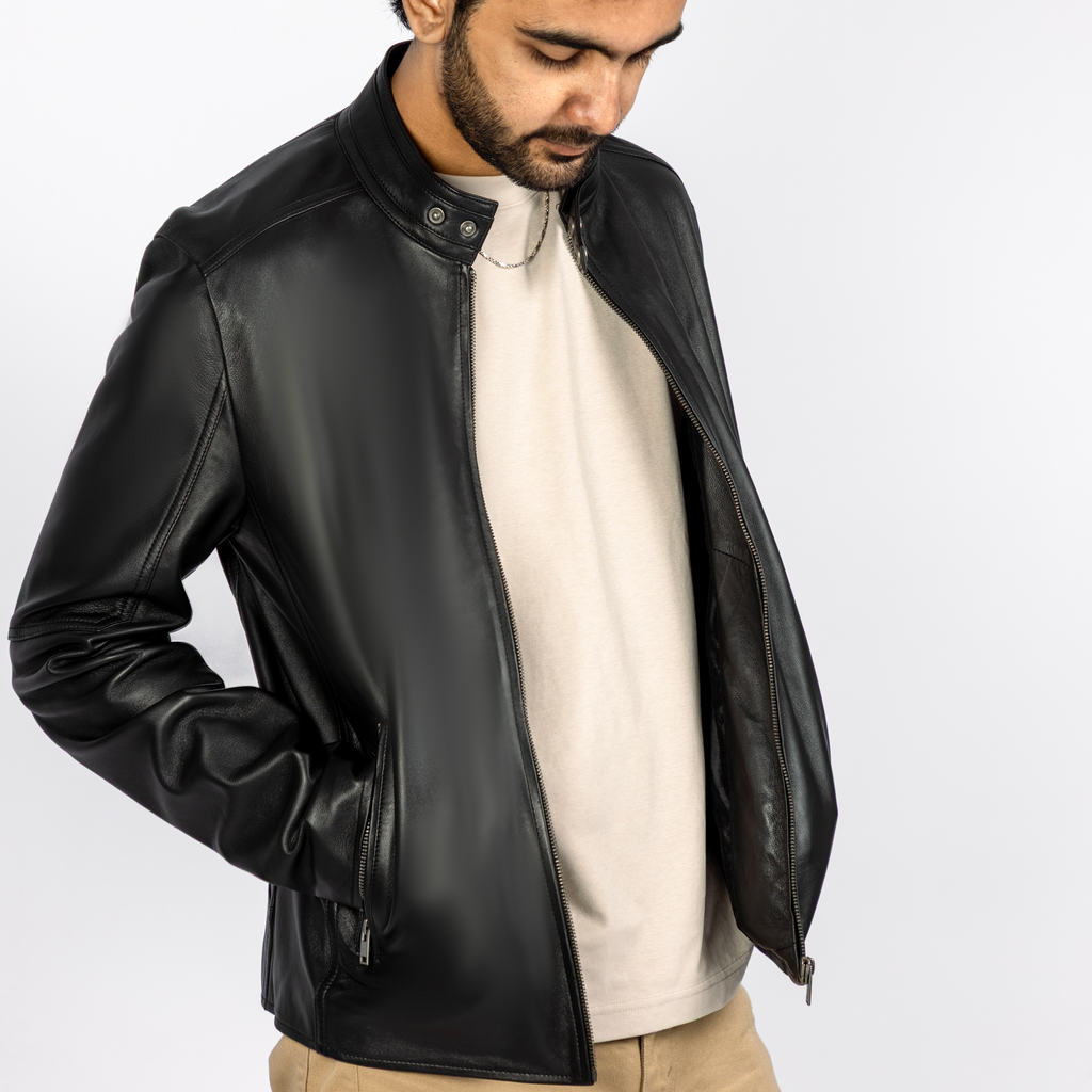 Kai Leather Moto Jacket in Black